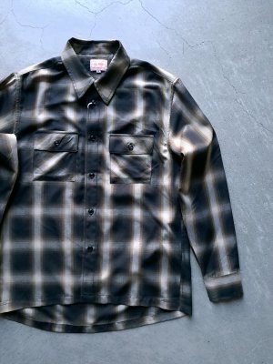 画像1: 【BIG MIKE】"Rayon Mix Ombre Check Shirts / BLK×BRN"