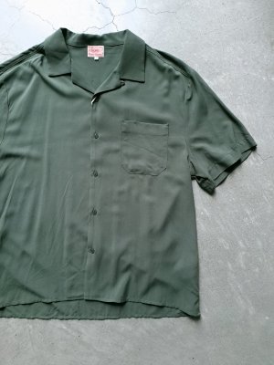 画像1: 【BIG MIKE】"Aloha Rayon Mix S/S Shirt / D.GREEN"