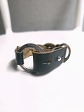 NORTH WORKS ”Leather 50cent ring braid bracelet”