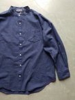 画像1: 【FAR EAST NETWORK】”French Linen/Cotton Band Collor Shirt (NAVY)”