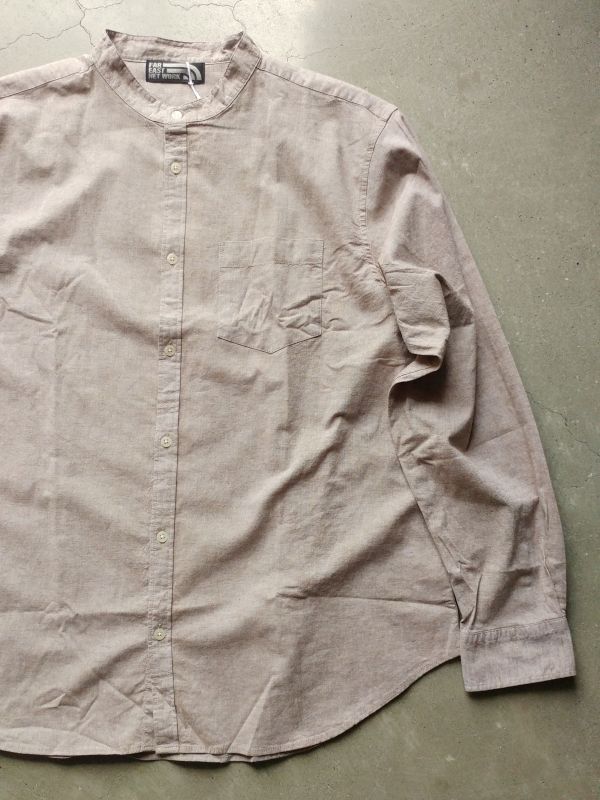画像1: 【FAR EAST NETWORK】”French Linen/Cotton Band Collor Shirt (MOCA)”
