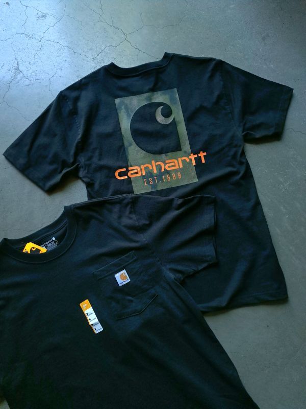 画像1: 【carhartt】"Loose Fit Heavyweight Pocket Camo Logo Graphic T-Shirt / Black"