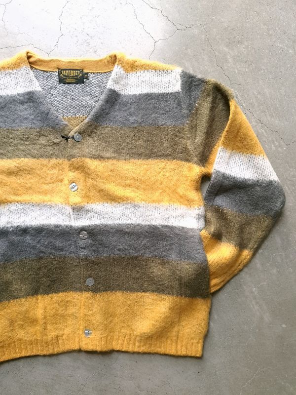 画像1: 【UNIVERD72】"MOHAIR TOUCH CARDIGAN / YELLOW BORDER"