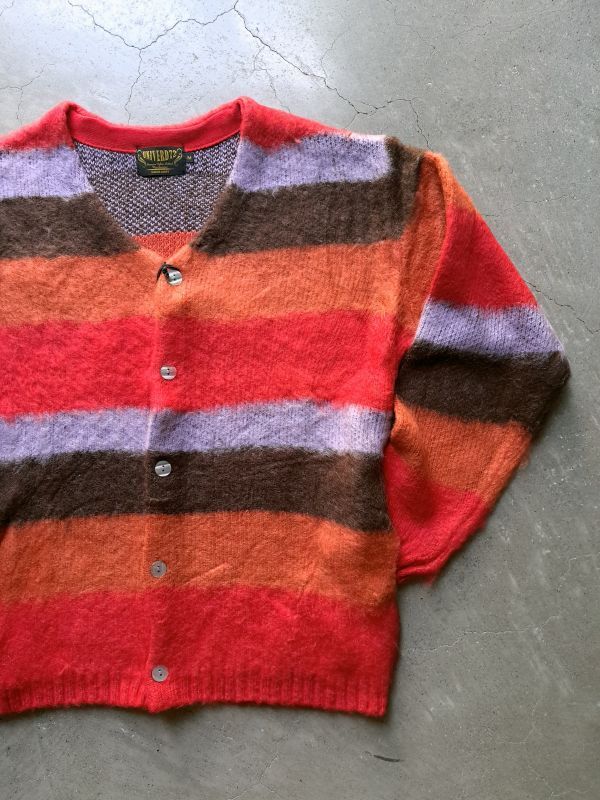 画像1: 【UNIVERD72】"MOHAIR TOUCH CARDIGAN / RED BORDER"