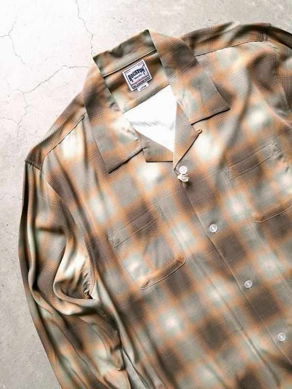 画像1: 【HOUSTON】"OMBRE L/S CHECK SHIRT / KHAKI"