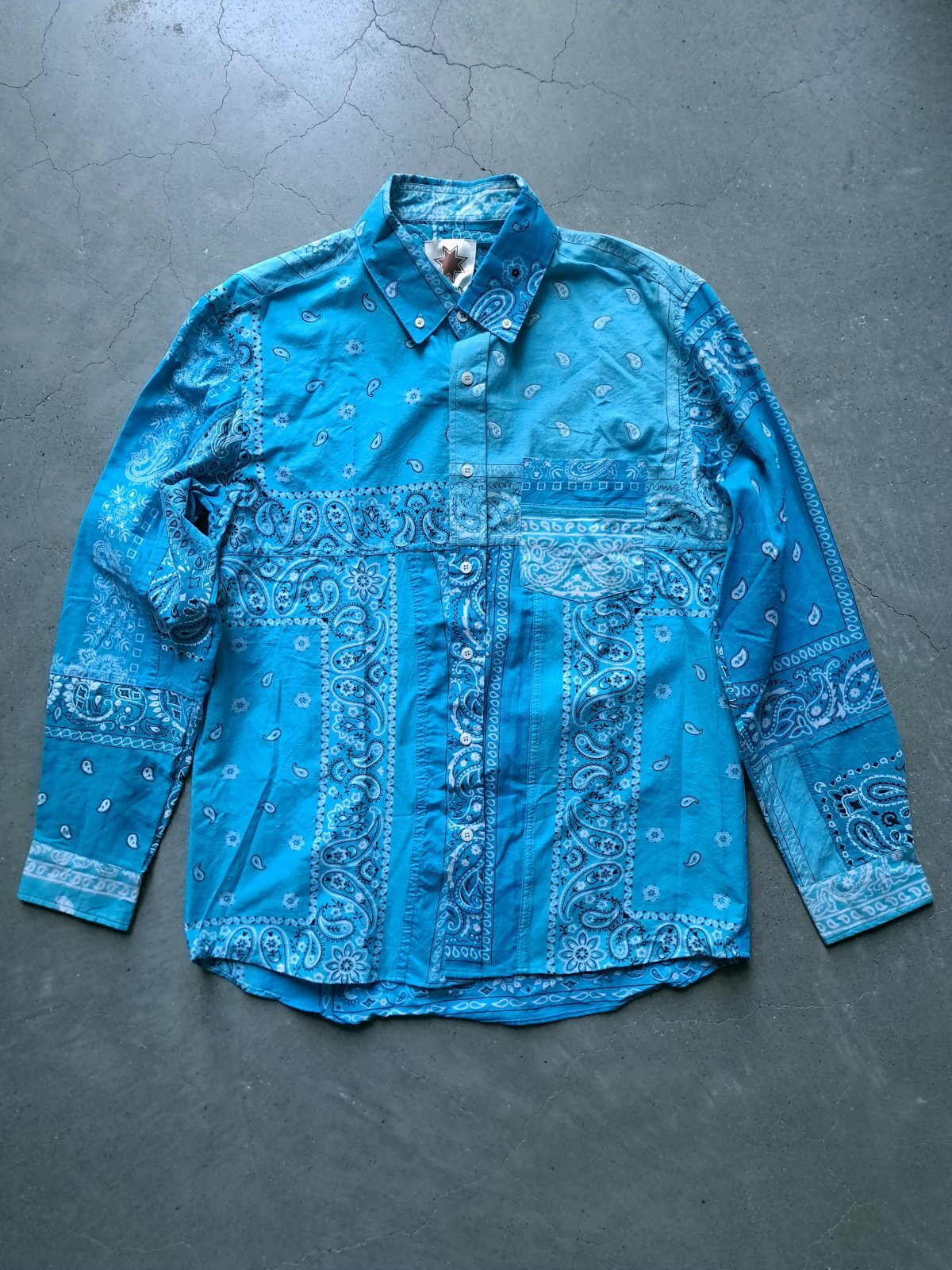 画像1: 【Nasngwam】”SKELTER SHIRTS (BANDANA / SAX BLUE)”