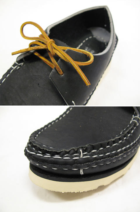 画像: ARROW MOCCASIN(アローモカシン) 5W Double Leather Sole TWO EYE TIE MOC with #4014 sole(BLACK)