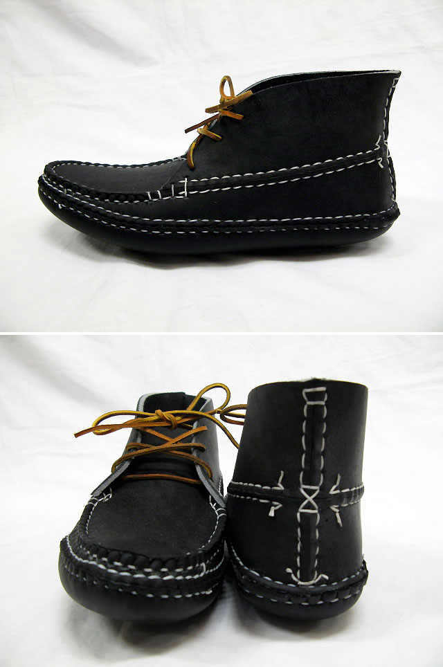 画像: ARROW MOCCASIN(アローモカシン) 4W Double Leather Sole Moccasin Boot(BLACK)